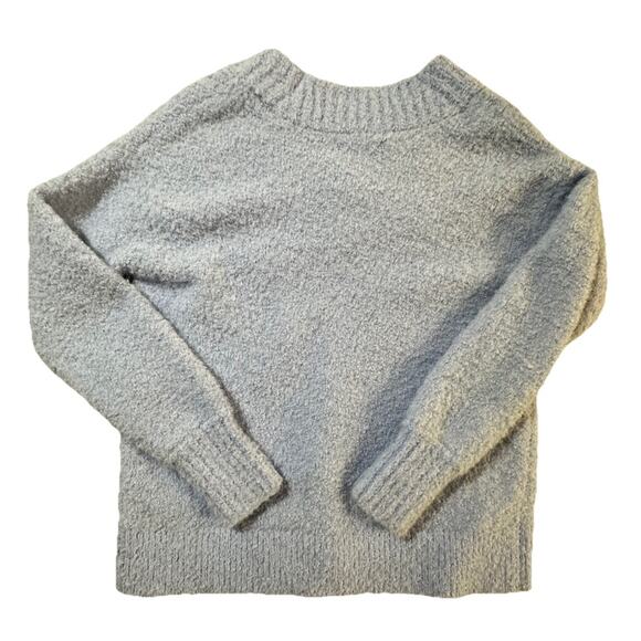 Aerie Women’s V-Neck Sweater Small Blue Fuzzy Soft Long Sleeve Pullover Cozy - Picture 2 of 5
